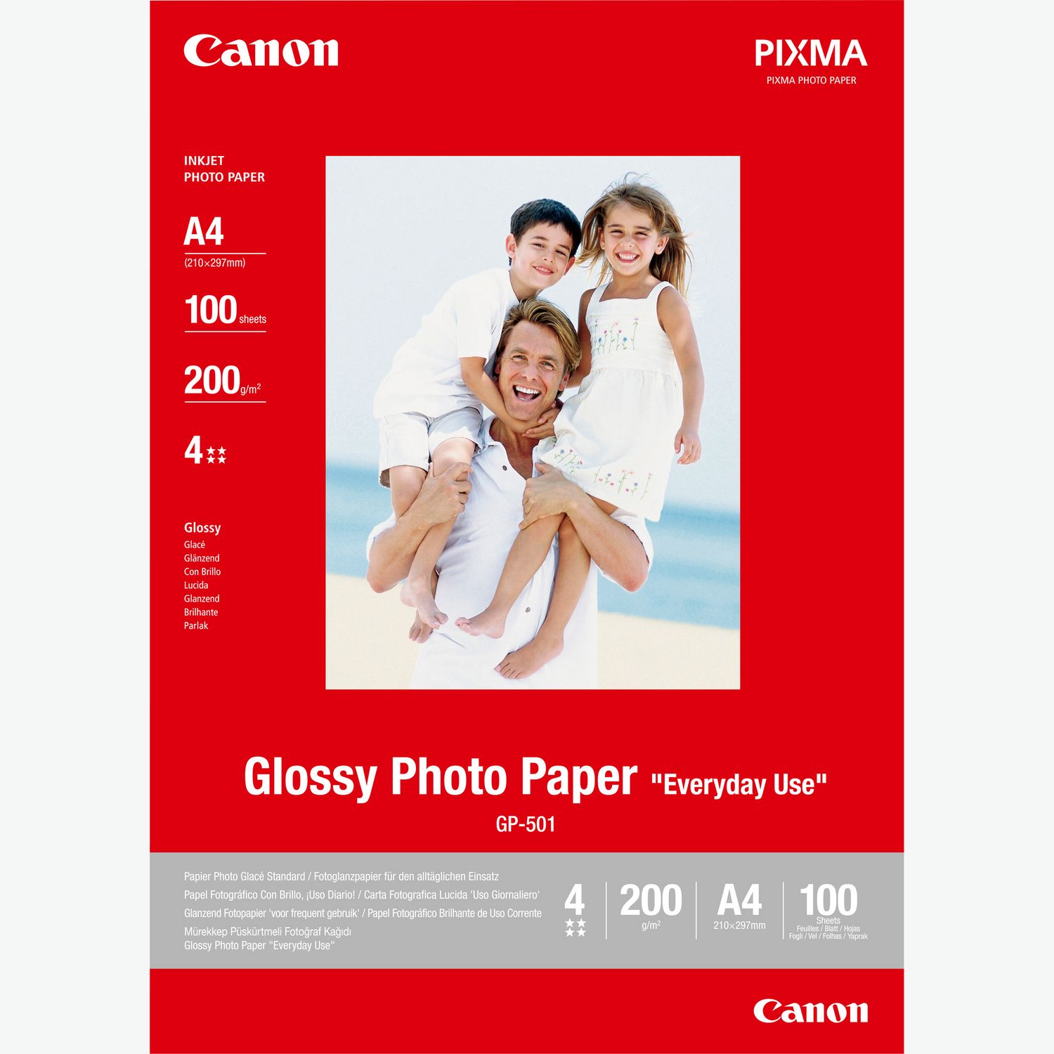 Papier Photo Glacé « usage quotidien » Canon GP-501 - A4, 4x6 (10