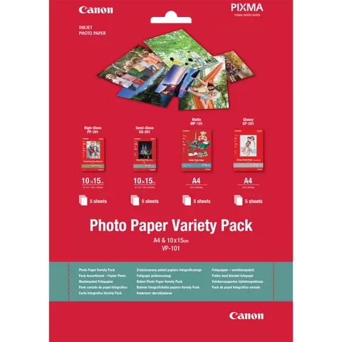 Canon VP-101 Photo Paper Variety Pack 4x6” and A4 - 20 Sheets