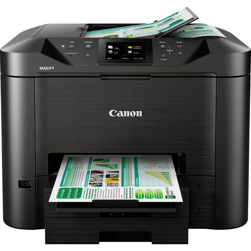 Canon MAXIFY MB5450 Produit Vue avant, montrant le bac à papier déplié