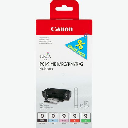 Image of Canon PGI-9 MBK/PC/PM/R/G 5 Ink Cartridge Multipack