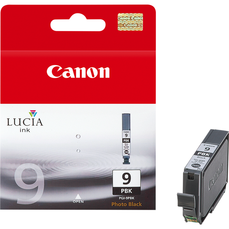 Canon PGI-9PBK Photo Black Ink Cartridge Product Front View with Cartridge