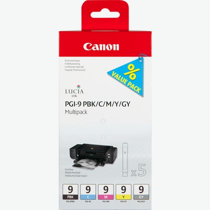 Image of Canon PGI-9 PBK/C/M/Y/GY 5 Ink Cartridge Multipack