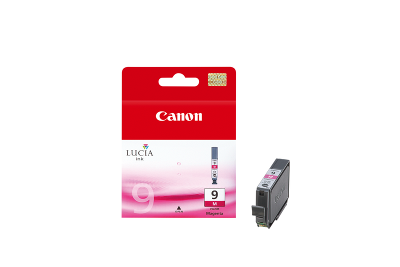 Cartucho de tinta magenta Canon PGI-9M Producto Vista frontal con un cartucho