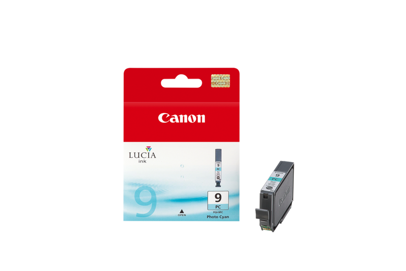 Canon PGI-9PC fotocyan blækpatron Produkt Set forfra med patron