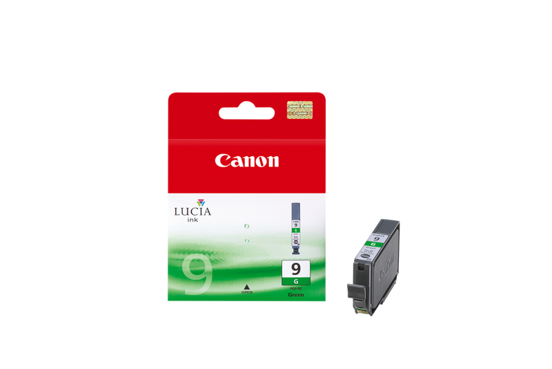 Canon PGI-9G Green Ink Cartridge Product Front View with Cartridge