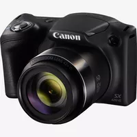 Canon PowerShot SX420 IS: negro Producto vista frontal con foto en la pantalla