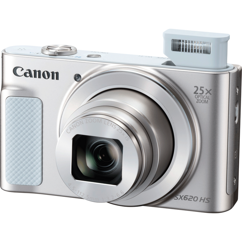 Canon PowerShot SX620 HS - Silver Product Front view with flash open
