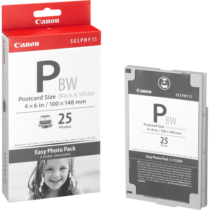 Canon E-P25BW Easy Photo Pack Postcard Size - 25 Prints (Black & White)