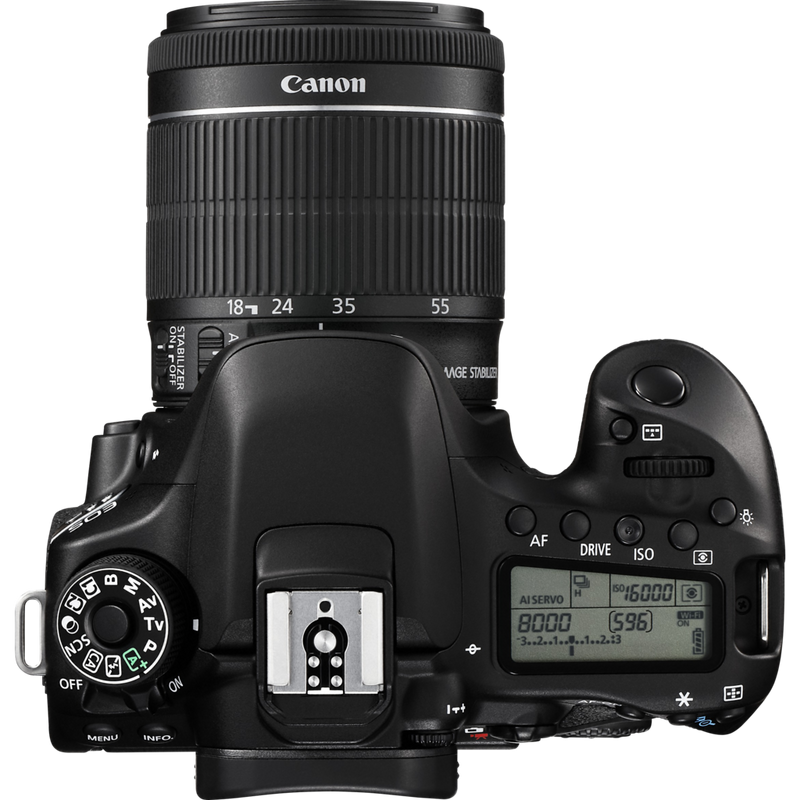 Canon EOS 80D + 18-55mm IS STM Lens Product Top View