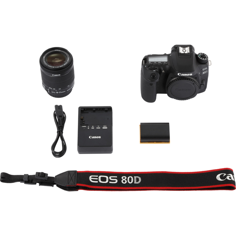Canon EOS 80D + 18-55mm IS STM Lens Product What's In The Box