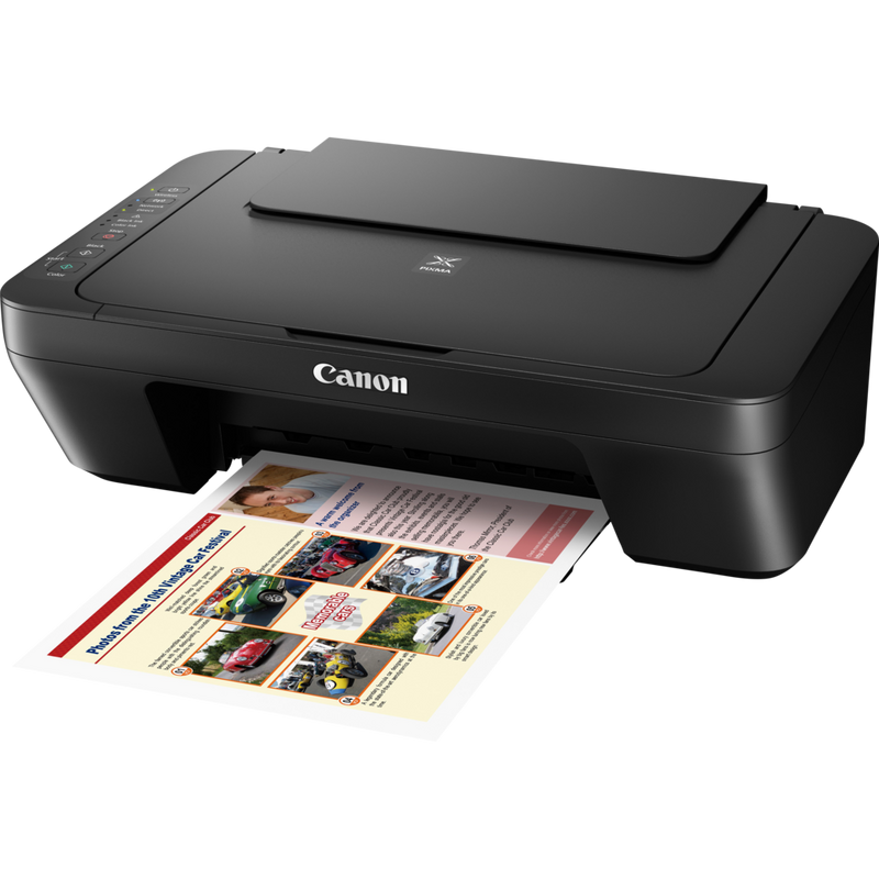 Canon PIXMA MG3050 - Black Product Front Slant View With Paper Tray Out
