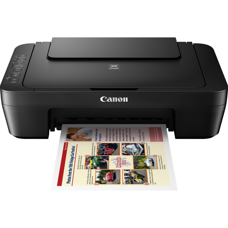 Canon PIXMA MG3050 - Black Product Front View With Paper Tray Out