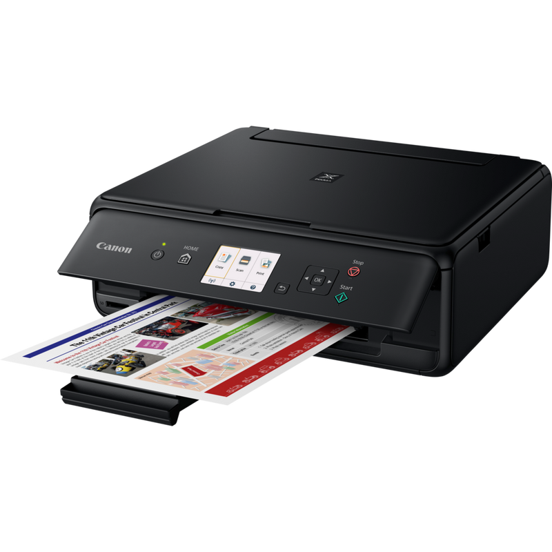 Canon PIXMA TS5050 - Noir Produit Vue avant inclinée, montrant le bac à papier déplié