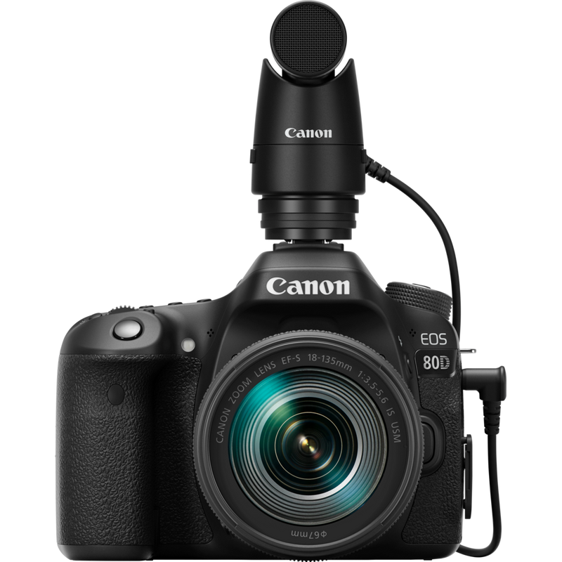 Canon DM-E1 Stereo-Richtmikrofon Produkt Auf einer Kamera