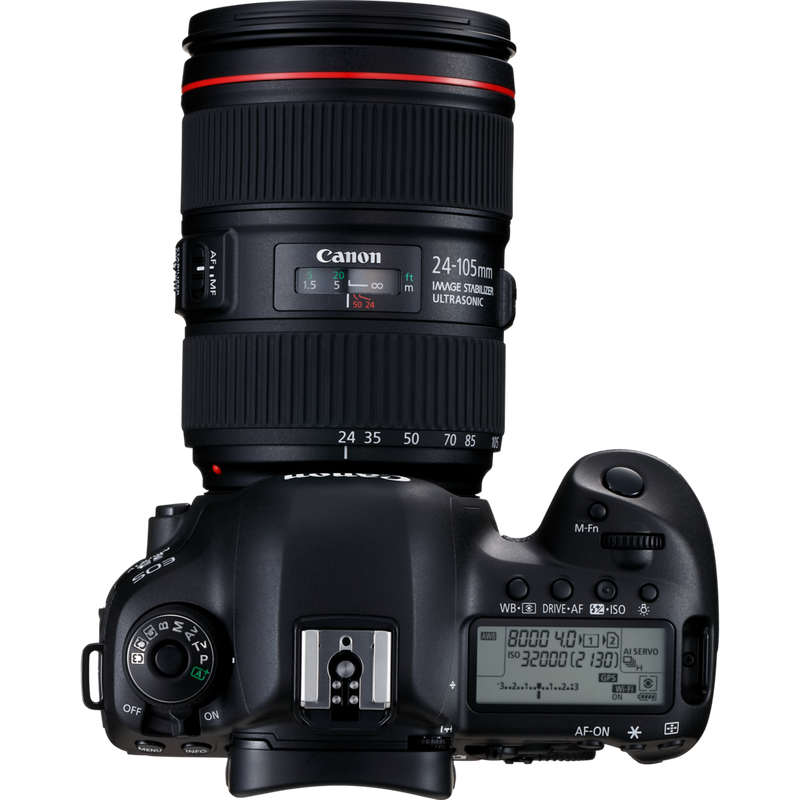 Canon EOS 5D Mark IV + EF 24-105mm IS USM Lens Product Top View
