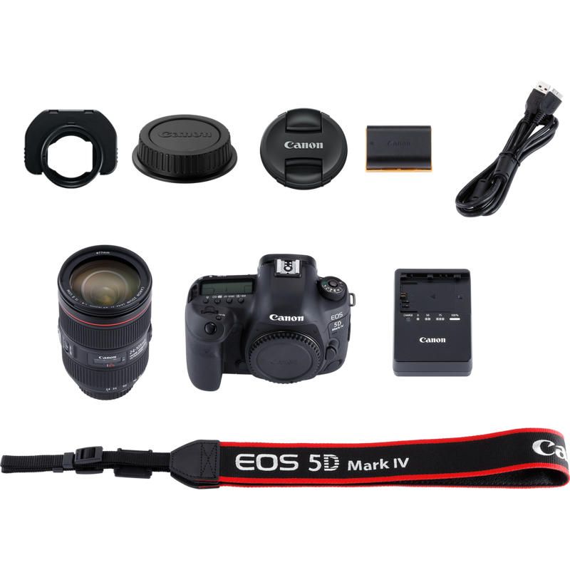 Canon EOS 5D Mark IV + EF 24-105mm IS USM Lens Product What's In The Box