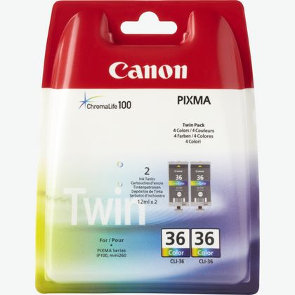 Image of Canon CLI-36 C/M/Y Colour Ink Cartridge (Twin Pack)