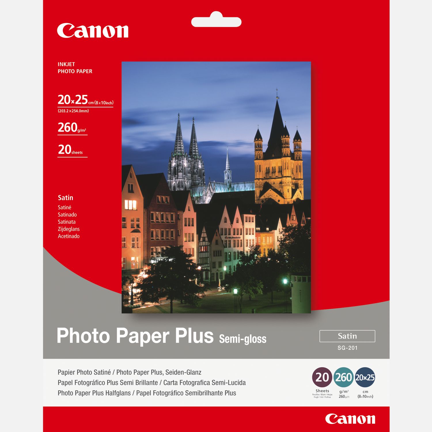 Papier photo semi-brillant extra Canon SG-201 8 × 10 po (20 × 25 cm) - 20 feuilles