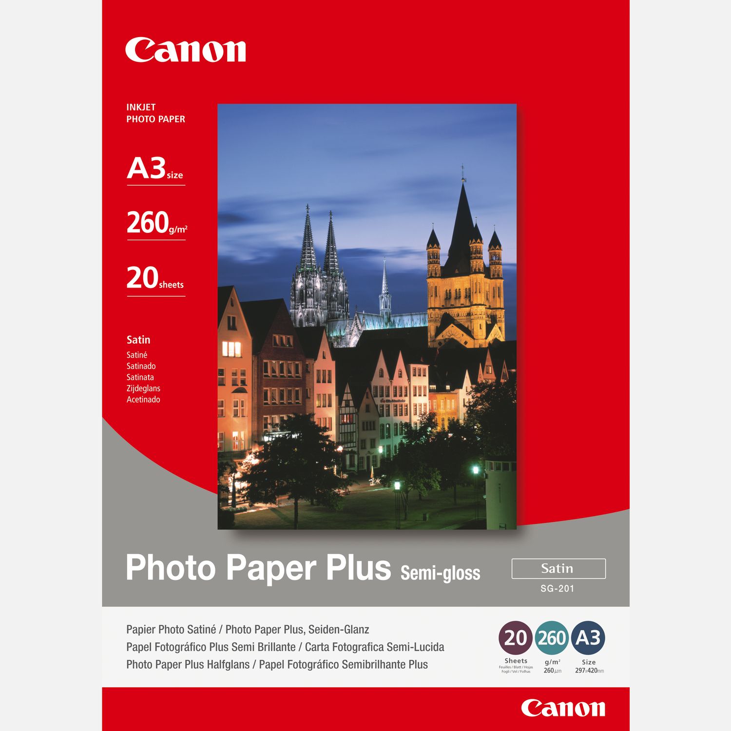 Papier Photo Satiné A3 Canon SG-201 - 20 feuilles