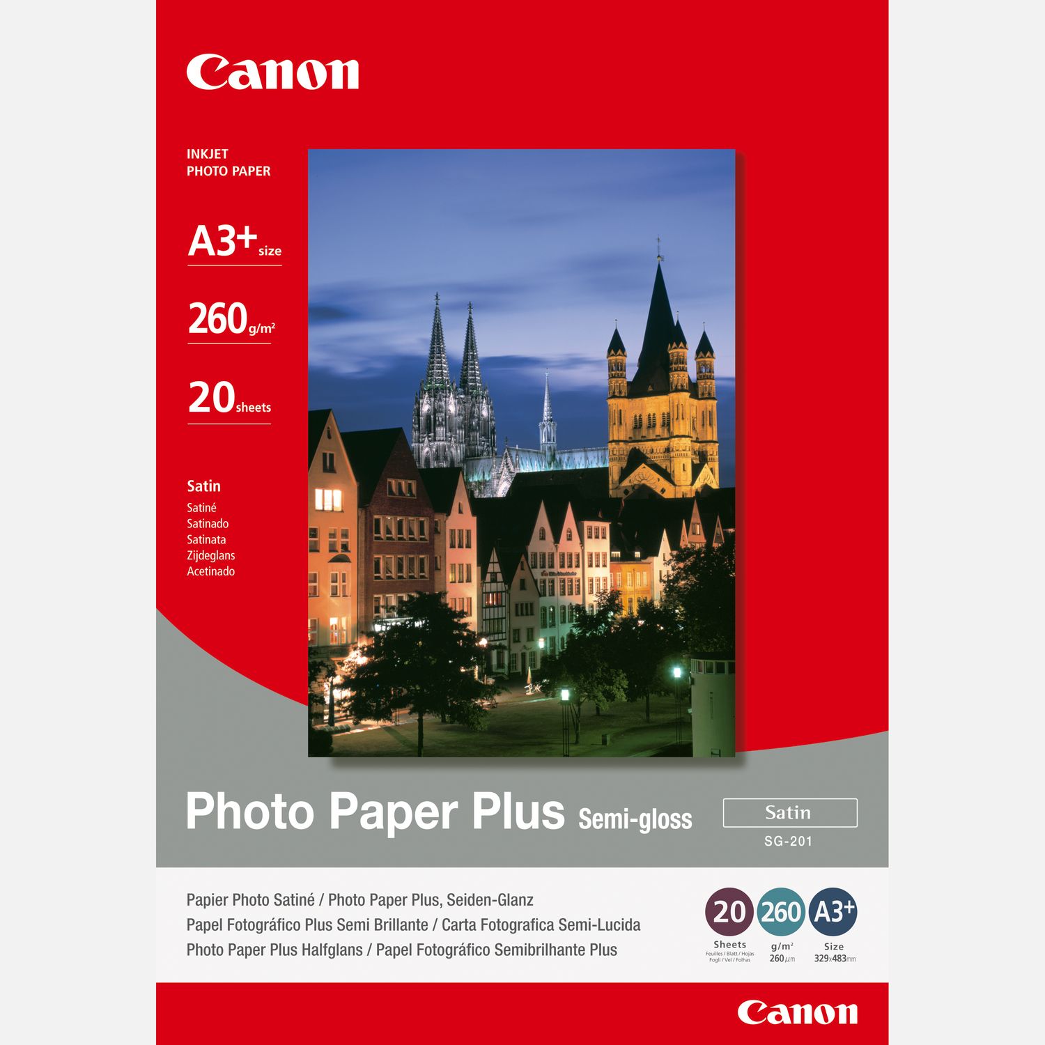 Papier Photo Satiné A3 Plus Canon SG-201 - 20 feuilles dans Papier