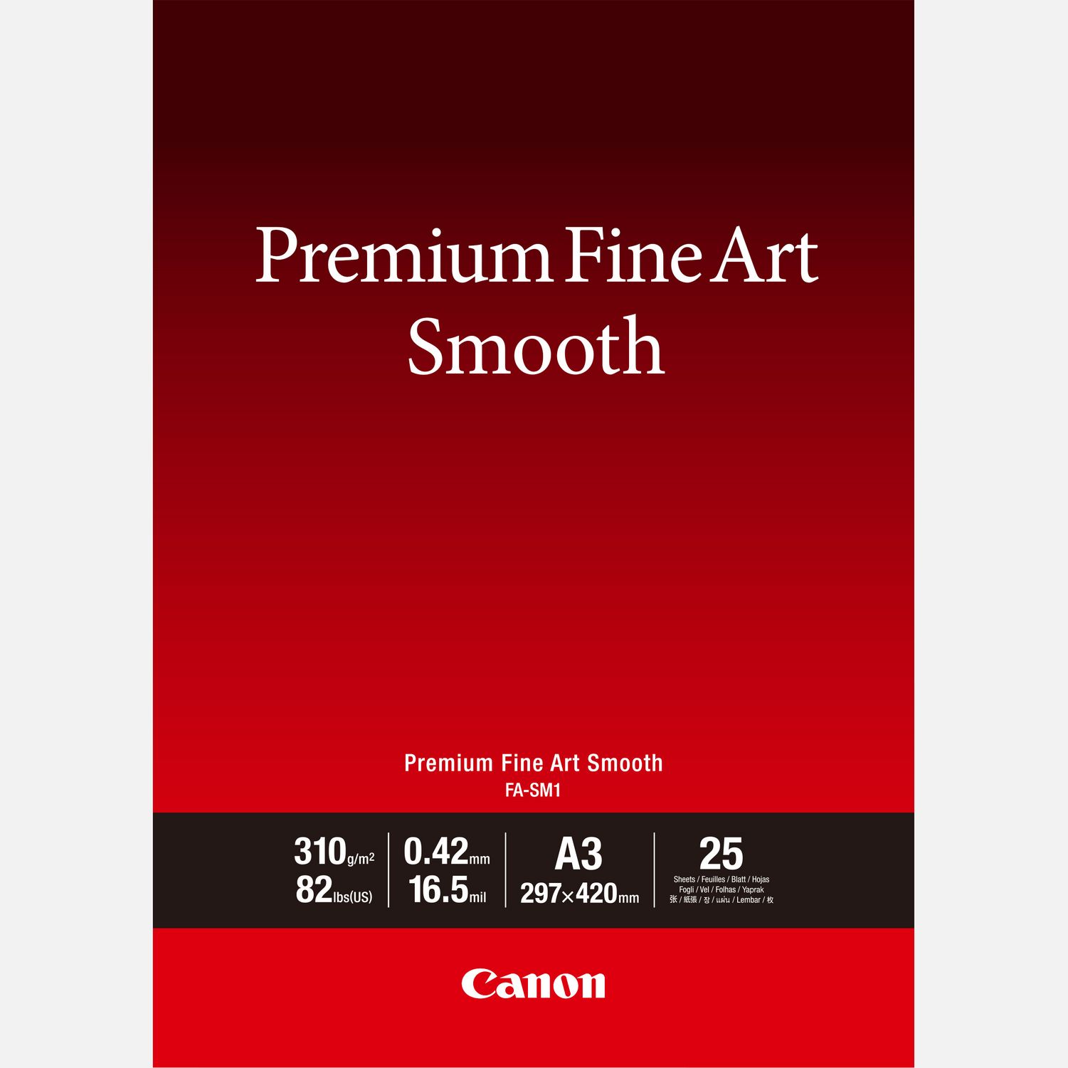 Papier A3 beaux-arts lisse Premium Canon FA-SM1 - 25 feuilles