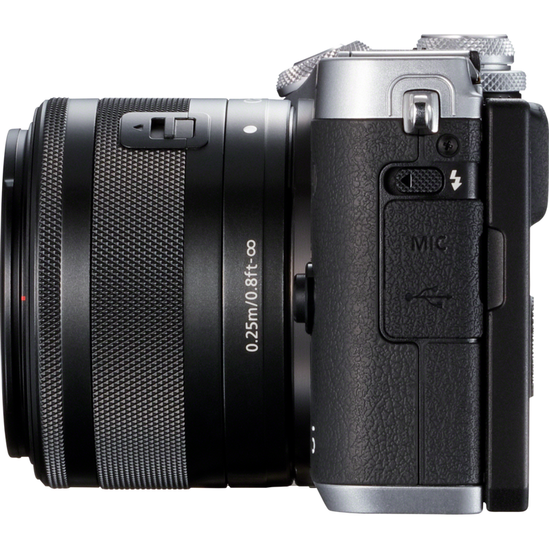 Canon EOS M6 + objectif EF-M 15-45mm IS STM argent Produits Vue de gauche