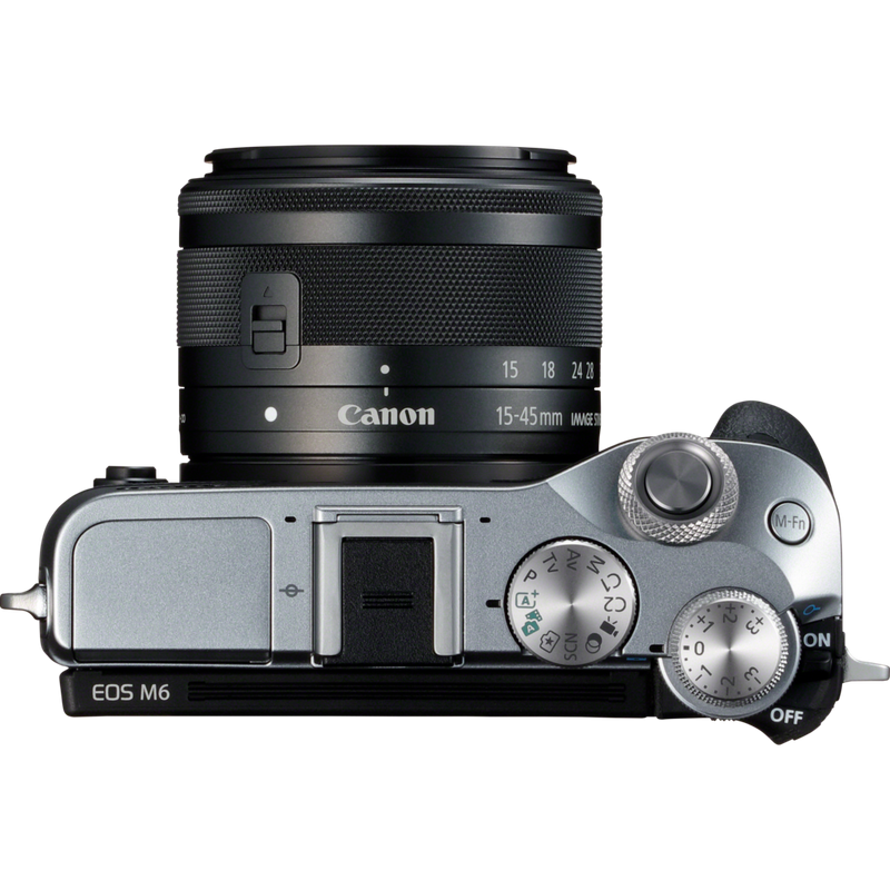 Canon EOS M6 + objectif EF-M 15-45mm IS STM argent Produits Vue de dessus