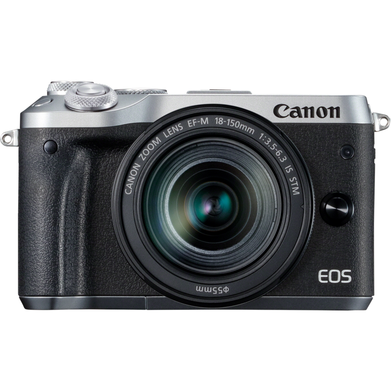 Canon EOS M6 Silver + EF-M 18-150mm IS STM Lens Black Product Front View