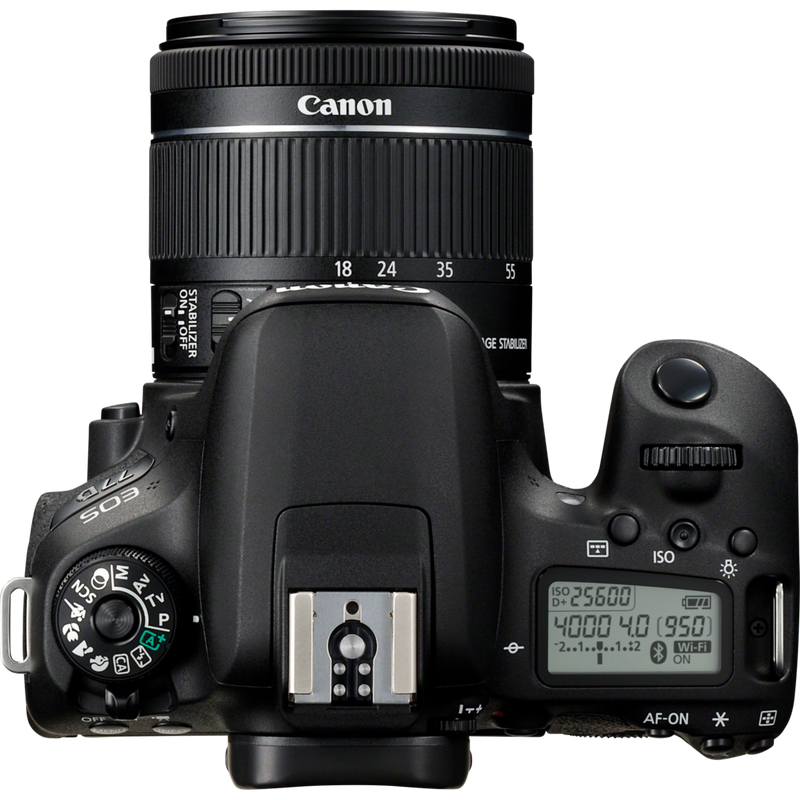 Canon EOS 77D + 18-55 IS STM Lens Product Top View