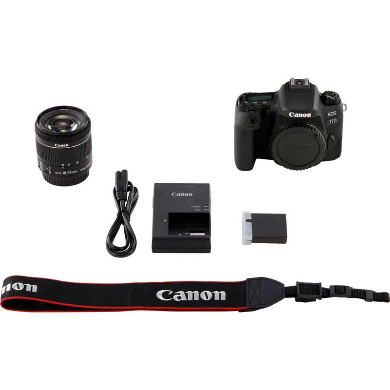 Canon EOS 77D + 18-55 IS STM Lens Product What's In The Box