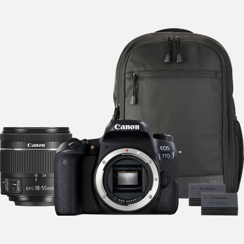 Comprar Canon EOS 77D + Objetivo EF 18-55mm IS STM + Mochila + Batería de  repuesto en Interrumpido — Tienda Canon Espana
