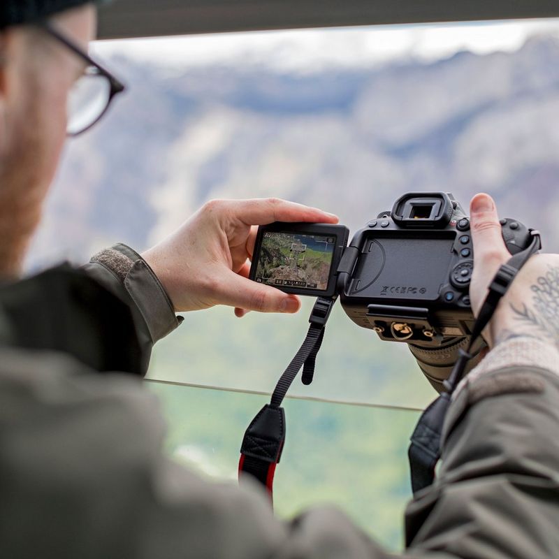 Canon EOS 6D Mark II Body Camera Holding With Two Hands And Landscape Photo Being Taken
