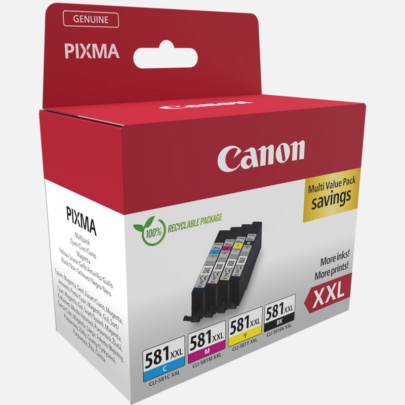 Multipack de cartouches d'encre à haut rendement Canon CLI-581XXL BK/C/M/Y  — Boutique Canon France
