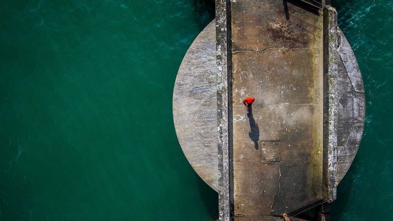 Image of a person from above taken using a drone