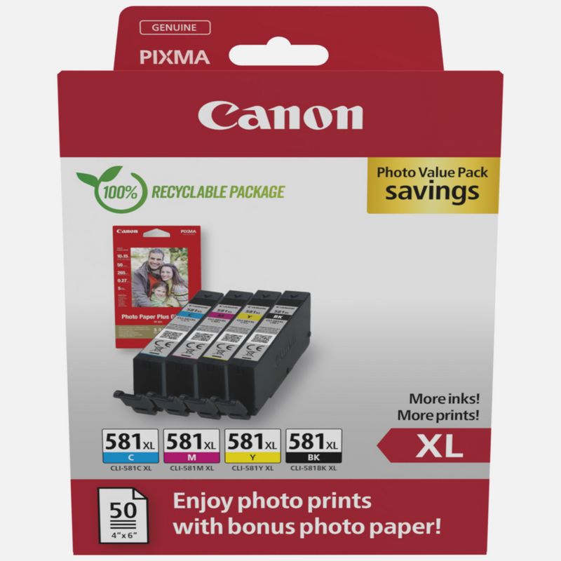 Canon CLI-581XL BK/C/M/Y/PB Original High Capacity Colour Ink
