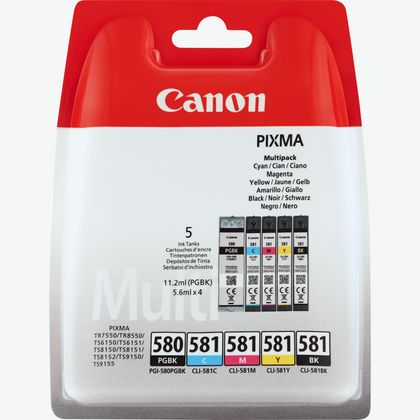 Image of Canon PGI-580BK/CLI-581 BK/C/M/Y Pigment + Ink Cartridge Multi Pack