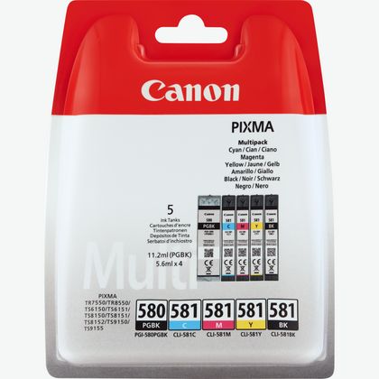 Immagine di Confezione multipla di inchiostri Canon PGI-580BK/CLI-581 BK/C/M/Y