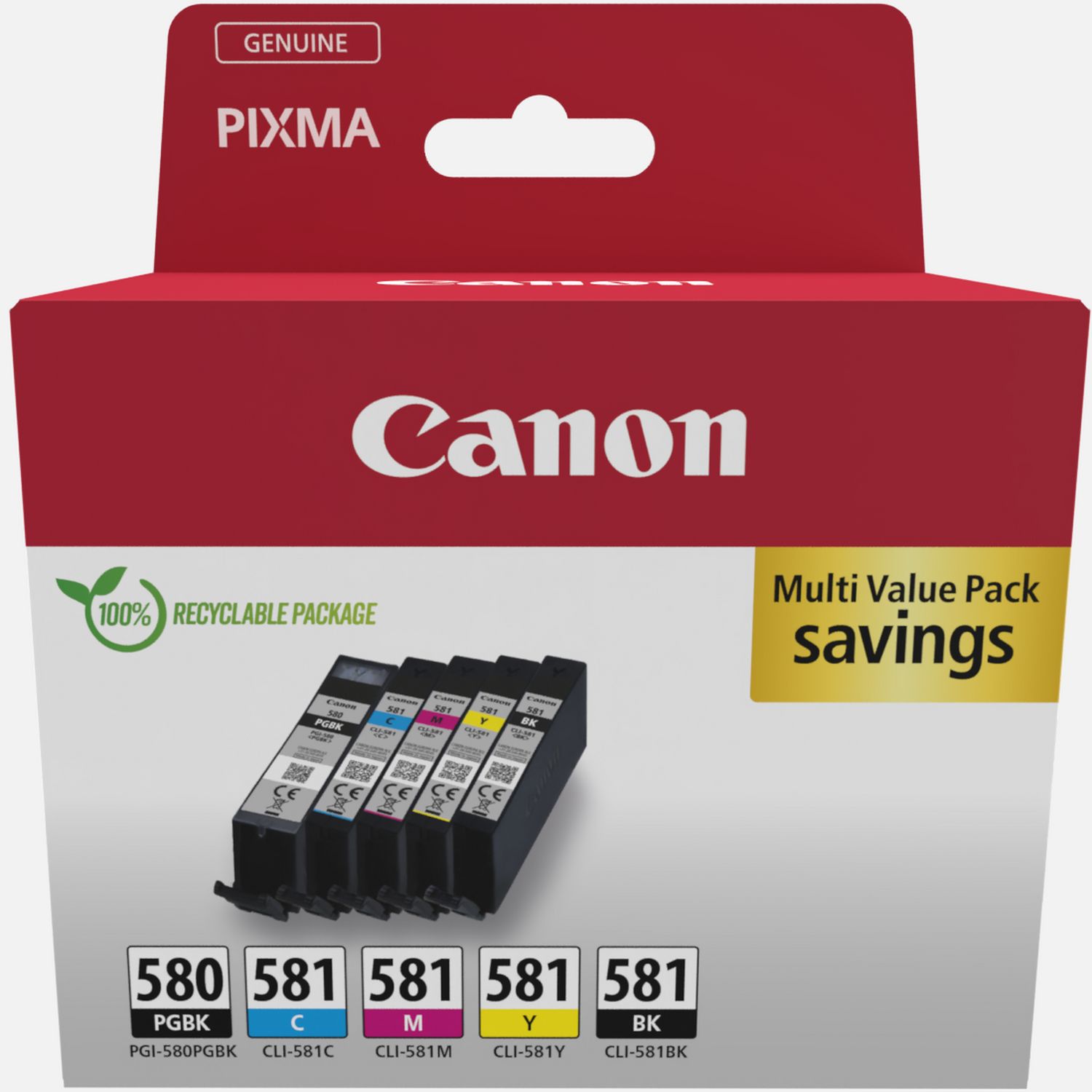 Canon PGI-580BK/CLI-581 BK/C/M/Y Pigment + Ink Cartridge Multi