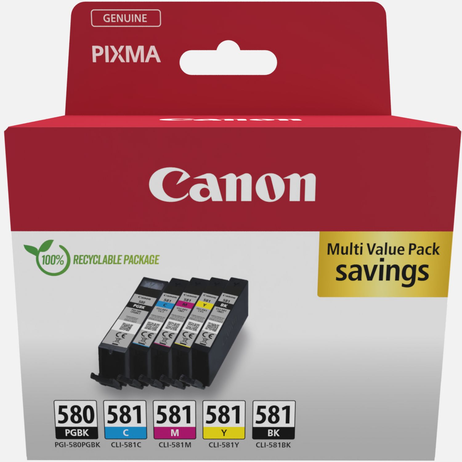 Canon PGI-580BK/CLI-581 BK/C/M/Y Pigment + Ink Cartridge Multi Pack — Canon  Norge Store