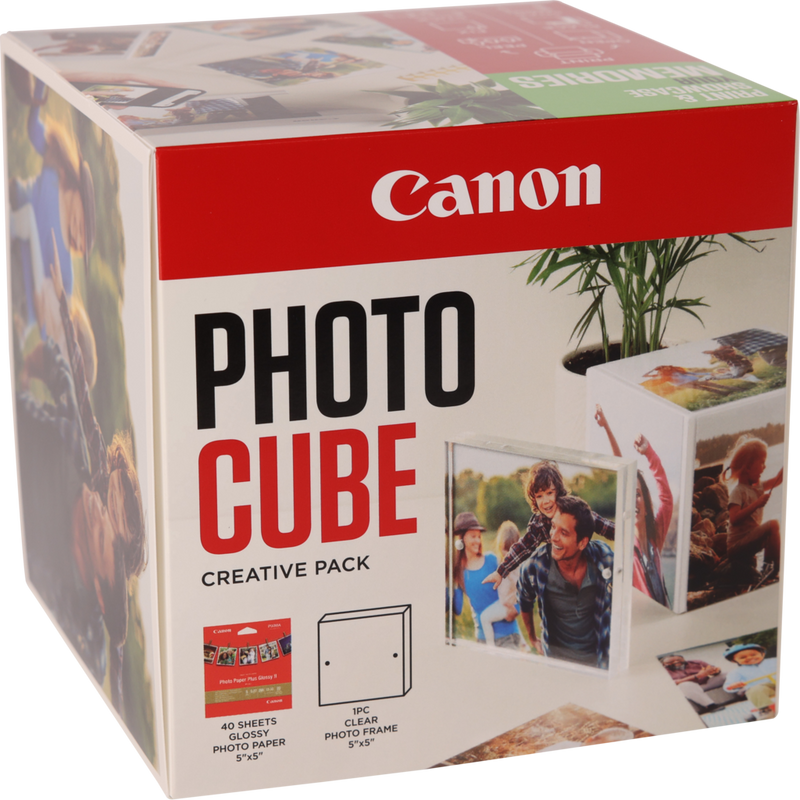 Canon Photo Cube and Frame + PP-201 5x5” Photo Paper Plus Glossy II (40 sheets) - Creative Pack, Green
