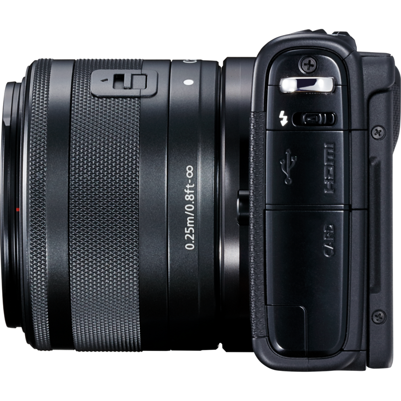 Canon EOS M100 Black + EF-M 15-45mm f/3.5-6.3 IS STM Lens Black Product Left View