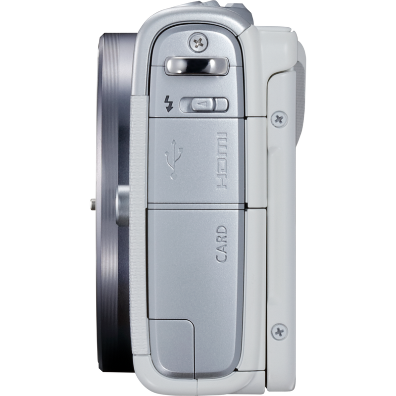 Canon EOS M100 con cuerpo blanco Producto Vista izquierda