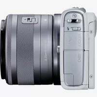 Canon EOS M100 blanca + objetivo EF-M 15-45mm f/3.5-6.3 IS STM plata Producto Vista izquierda