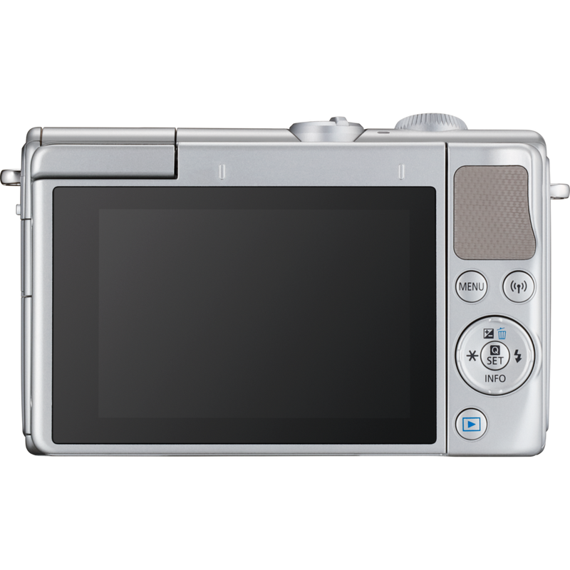 Canon EOS M100 Grey + EF-M 15-45mm f/3.5-6.3 IS STM Lens Silver Product Back View