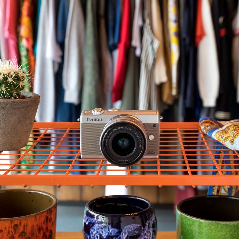 Canon EOS M100 Grey + EF-M 15-45mm f/3.5-6.3 IS STM Lens Silver The Camera on a Shelf