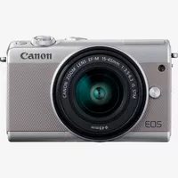 Canon EOS M100 Grey + EF-M 15-45mm f/3.5-6.3 IS STM Lens Silver Product Front View