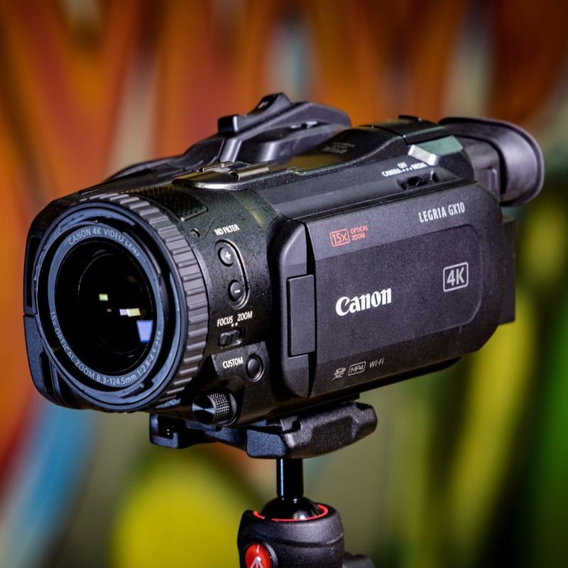 Canon LEGRIA GX10 Product Front Left View with Lens Hood