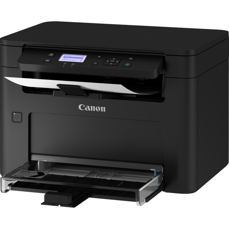 Canon i-SENSYS MF113w All-in-One Mono Laser Printer Product Right View with Paper Sheet Feeder and Output Tray Opened