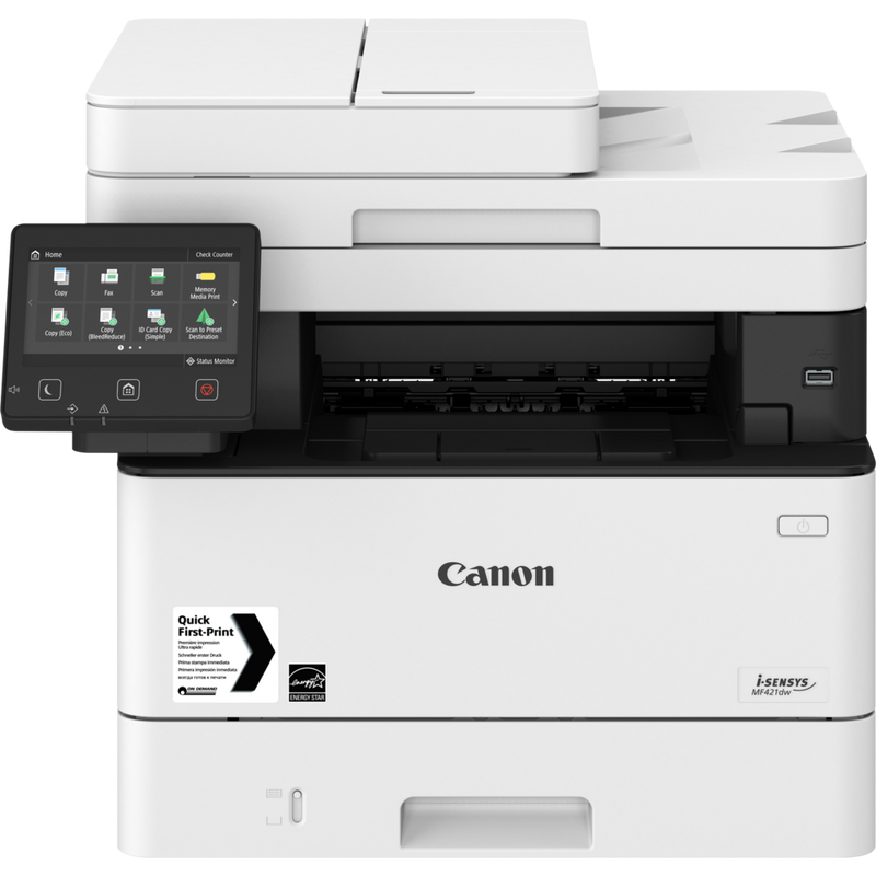 Canon i-SENSYS MF421dw All-in-One Mono Laser Printer – Grey Product Front View