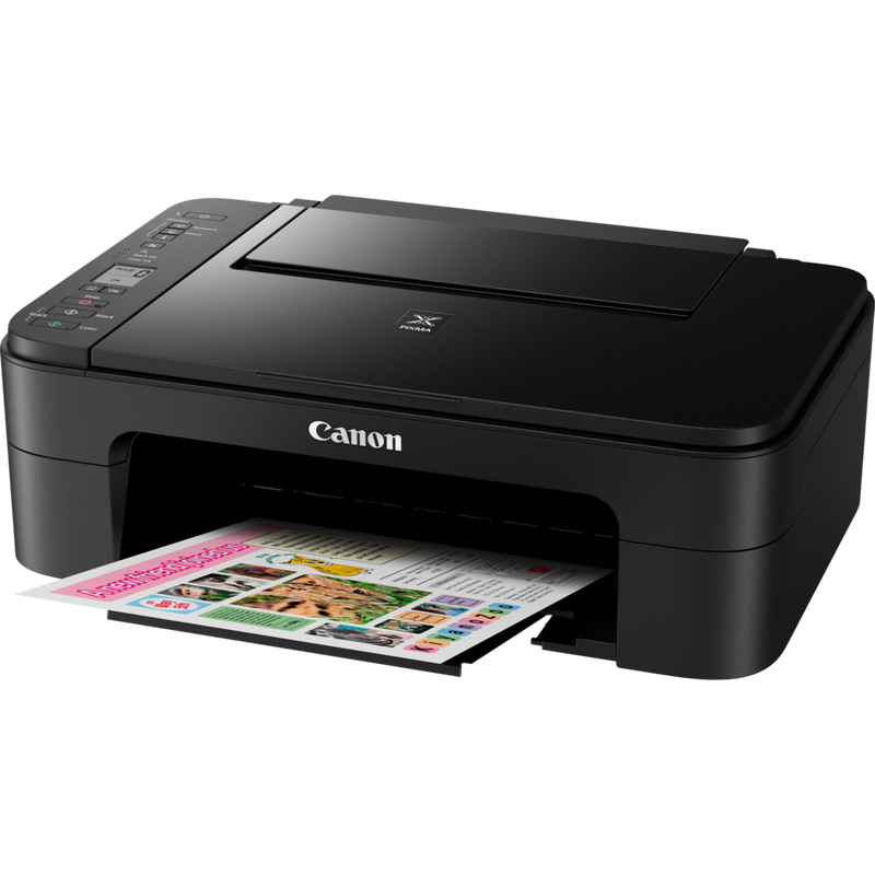 Canon PIXMA TS3150 - Noir Produit Vue avant inclinée, montrant le bac à papier déplié